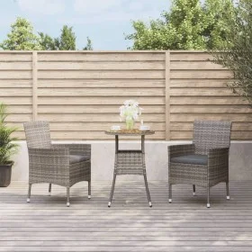 Gartentisch und Stühle 3-teilig und graue synthetische Rattankissen von vidaXL, Gartensets - Ref: Foro24-3187434, Preis: 181,...