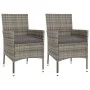 Garden table and chairs 3 pieces and gray synthetic rattan cushions by vidaXL, Garden sets - Ref: Foro24-3187434, Price: 181,...