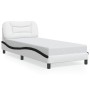 Estructura cama con LED cuero sintético blanco negro 80x200 cm