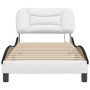 Estructura cama con LED cuero sintético blanco negro 80x200 cm