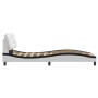 Estructura cama con LED cuero sintético blanco negro 80x200 cm