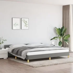 Bed frame with headboard dark gray fabric 200x200 cm by vidaXL, Beds and slatted bases - Ref: Foro24-347440, Price: 131,13 €,...