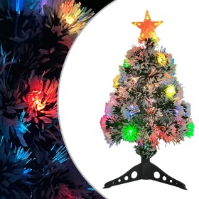 Árbol de Navidad artificial con LED fibra óptica blanco 64 cm