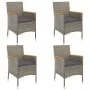 Gartentisch und Stühle 5-teilig mit grauen Polstern aus synthetischem Rattan von vidaXL, Gartensets - Ref: Foro24-3187425, Pr...
