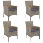 Mesita y sillas jardín 5 pzas y cojines ratán sintético gris by vidaXL, Garden sets - Ref: Foro24-3187425, Price: 376,31 €, D...