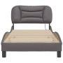 Estructura de cama con luces LED cuero sintético gris 90x190 cm