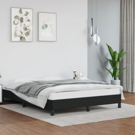 Black synthetic leather bed frame 140x190 cm by vidaXL, Beds and slatted bases - Ref: Foro24-346898, Price: 97,45 €, Discount: %