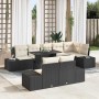 Conjunto de sofá de jardín 9 pcs Negro y crema 100 x 55 x 73 cm