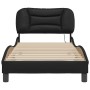Estructura cama con luces LED cuero sintético negro 90x200 cm