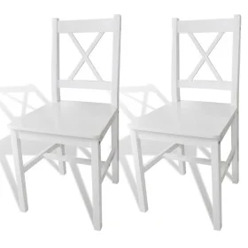 Esszimmerstühle 2 Einheiten aus weißem Kiefernholz von vidaXL, Essstühle - Ref: Foro24-241510, Preis: 98,82 €, Rabatt: %