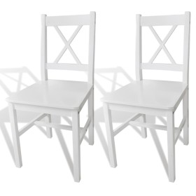 Esszimmerstühle 2 Einheiten aus weißem Kiefernholz von vidaXL, Essstühle - Ref: Foro24-241510, Preis: 100,43 €, Rabatt: %