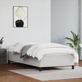 Estructura de cama de cuero sintético blanco 90x200 cm