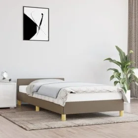 Bed frame with headboard in taupe gray fabric 90x200 cm by vidaXL, Beds and slatted bases - Ref: Foro24-347387, Price: 95,64 ...