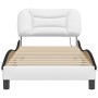 Estructura cama con LED cuero sintético blanco negro 90x200 cm