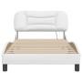 Estructura cama con luces LED cuero sintético blanco 100x200 cm