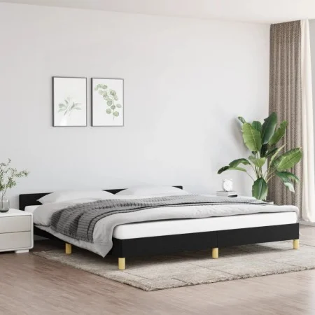 Bed frame with black fabric headboard 200x200 cm by vidaXL, Beds and slatted bases - Ref: Foro24-347441, Price: 157,53 €, Dis...