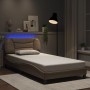Estructura de cama con LED cuero sintético capuchino 100x200 cm