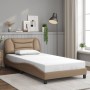 Estructura de cama con LED cuero sintético capuchino 100x200 cm