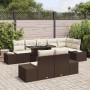 Conjunto de sofá de jardín con cojín 9 pcs Marrón y crema