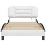 Estructura cama con LED cuero sintético blanco negro 100x200 cm