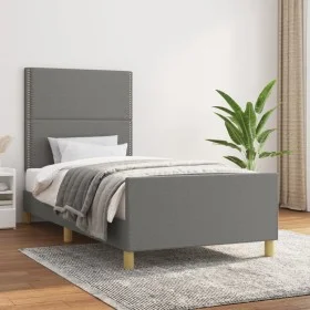 Bed frame with headboard in dark gray fabric 100x200 cm by vidaXL, Beds and slatted bases - Ref: Foro24-3124953, Price: 129,7...