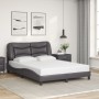 Estructura cama con luces LED cuero sintético gris 120x200 cm