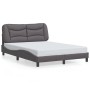 Estructura cama con luces LED cuero sintético gris 120x200 cm