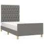 Bed frame with headboard in dark gray fabric 90x200 cm by vidaXL, Beds and slatted bases - Ref: Foro24-3125269, Price: 150,32...