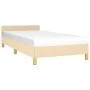 Bed frame with cream fabric headboard 90x190 cm by vidaXL, Beds and slatted bases - Ref: Foro24-347380, Price: 94,55 €, Disco...