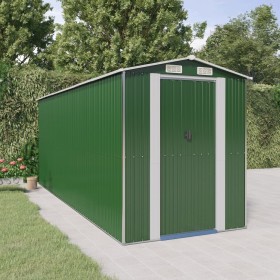 Cobertizo de jardín acero galvanizado verde 192x523x223 cm