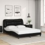 Estructura de cama con luces LED cuero PE negro 140x200 cm