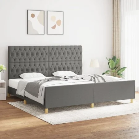 Estructura de cama con cabecero tela gris oscuro 200x200 cm de vidaXL, Camas y somieres - Ref: Foro24-3125325, Precio: 248,36...
