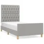 Light gray fabric bed frame with headboard 90x200 cm by vidaXL, Beds and slatted bases - Ref: Foro24-3125268, Price: 133,34 €...