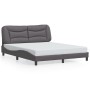 Estructura de cama con luces LED cuero PE gris 160x200 cm