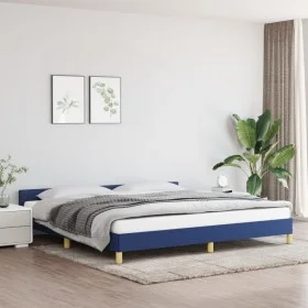 Bed frame with blue fabric headboard 200x200 cm by vidaXL, Beds and slatted bases - Ref: Foro24-347445, Price: 119,33 €, Disc...