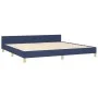 Bed frame with blue fabric headboard 200x200 cm by vidaXL, Beds and slatted bases - Ref: Foro24-347445, Price: 119,33 €, Disc...