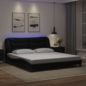 Estructura cama LED sin colchón cuero sintético negro 180x200cm Estructura cama LED sin colchón cuero sintético negro 180x200cm