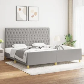 Estructura de cama con cabecero de tela gris claro 200x200 cm de vidaXL, Camas y somieres - Ref: Foro24-3125324, Precio: 239,...