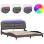 Estructura de cama con luz LED cuero sintético gris 180x200 cm