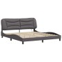 Estructura de cama con luz LED cuero sintético gris 180x200 cm