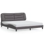 Estructura de cama con luz LED cuero sintético gris 180x200 cm
