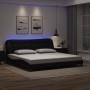 Estructura cama con luces LED cuero sintético negro 200x200 cm