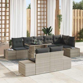 Conjunto de sofá de jardín 9 pcs Gris claro 100 x 55 x 73 cm