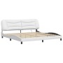 Estructura cama con luces LED cuero sintético blanco 200x200 cm