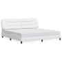 Estructura cama con luces LED cuero sintético blanco 200x200 cm