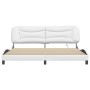 Estructura cama con luces LED cuero sintético blanco 200x200 cm