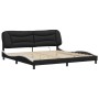 Estructura cama con LED cuero sintético negro blanco 200x200 cm
