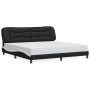 Estructura cama con LED cuero sintético negro blanco 200x200 cm