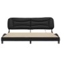 Estructura cama con LED cuero sintético negro blanco 200x200 cm