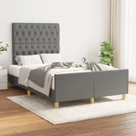 Bed frame with headboard in dark gray fabric 120x200 cm by vidaXL, Beds and slatted bases - Ref: Foro24-3125285, Price: 163,5...